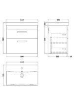 600mm Wall Hung Cabinet With Basin 3 - Image 3