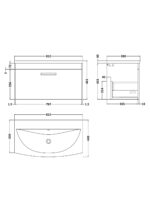 800mm Wall Hung Cabinet With Basin 4 - Image 2