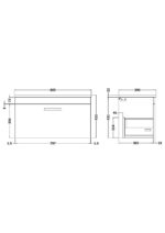 800mm Wall Hung Cabinet With Sparkling White Worktop - Image 2