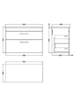 Nuie Athena 800 Wall Hung 2-Drawer Unit & Laminate Worktop - Image 2