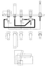 Deck Mounted 5 Tap Hole Bath Shower Mixer - Image 2