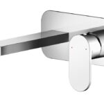 Wall Mounted 2 Tap Hole Basin Mixer With Plate