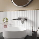 Wall Mounted 2 Tap Hole Basin Mixer With Plate - Image 2