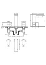 Deck Mounted 3 Tap Hole Basin Mixer With Pop Up Waste - Image 2