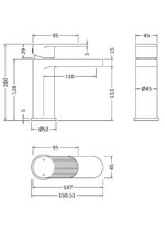 Nuie Cyprus Fluted Mono Basin Mixer with Push Button Waste - Image 2