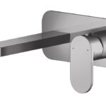 Wall Mounted 2 Tap Hole Basin Mixer With Plate