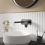 Wall Mounted 2 Tap Hole Basin Mixer With Plate - Image 2