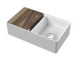 Double Bowl Butler Sink with Ledge, Grid & Chopping Board 795 x 460 x 220mm