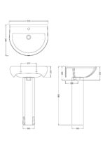Nuie Ivo 550mm 1TH Basin & Pedestal - Image 4