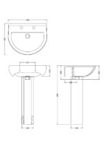 550mm 2TH Basin & Pedestal - Image 2