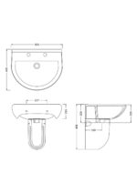 Nuie Ivo 550mm Basin 2TH & Semi Pedestal - Image 3