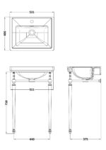 Nuie Carlton 500mm 1TH Basin With Traditional Stand - Image 2