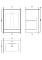 600mm Floor Standing 2-Door Vanity with Basin - 1 Tap Hole - Image 2