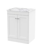 600mm Floor Standing 2-Door Vanity with Marble Top
