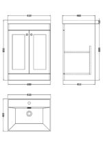 600mm Floor Standing 2-Door Vanity with Basin - 1 Tap Hole - Image 2