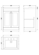 600mm Floor Standing 2 Door Vanity & Basin 3TH - Image 3