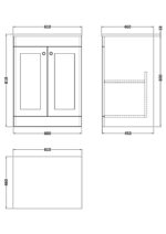 600mm Floor Standing 2-Door Vanity with Marble Top - Image 2