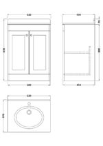 600mm Floor Standing 2 Door Vanity & Marble Top 1TH - Image 2