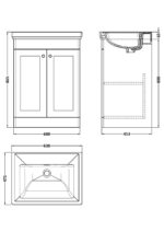 600mm Floor Standing 2 Door Vanity & Basin 0TH - Image 3