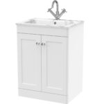 600mm Floor Standing 2-Door Unit & Stone Basin 1TH