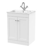 600mm Floor Standing 2-Door Unit & Stone Basin 1TH