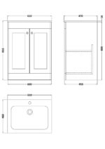 600mm Floor Standing 2-Door Unit & Stone Basin 1TH - Image 3