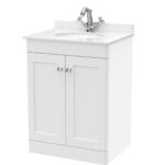 600mm Floor Standing 2 Door Vanity & Marble Top 1TH