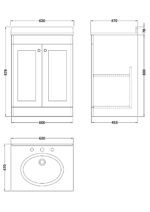 600mm Floor Standing 2 Door Vanity & Marble Top 3TH - Image 2