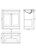 800mm Floor Standing 2-Door Vanity & Basin 1TH - Image 3