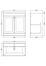 800mm Floor Standing 2-Door Vanity with Basin - 1 Tap Hole - Image 2
