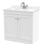 800mm Floor Standing 2 Door Vanity & Marble Top 1TH