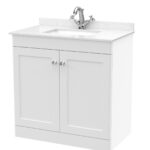 800mm Floor Standing 2 Door Vanity & Marble Top 1TH