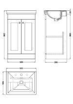 500mm Floor Standing 2-Door Vanity & Basin 3TH - Image 3