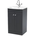 500mm Floor Standing 2-Door Unit & Curved Basin