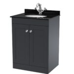 600mm Floor Standing 2 Door Vanity & Marble Top 1TH