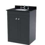 600mm Floor Standing 2 Door Vanity & Marble Top 3TH