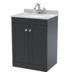 600mm Floor Standing 2 Door Vanity & Marble Top 1TH