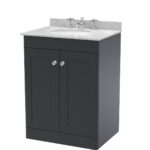 600mm Floor Standing 2 Door Vanity & Marble Top 3TH