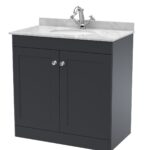 800mm Floor Standing 2 Door Vanity & Marble Top 1TH