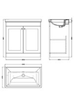 Nuie Classique 800mm Floor Standing 2 Door Vanity & Basin 0TH - Image 3