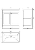 800mm Floor Standing 2-Door Vanity with Basin - 1 Tap Hole - Image 2