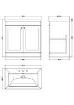 Nuie Classique 800mm Floor Standing 2-Door Vanity with Basin - 3 Tap Hole - Image 2