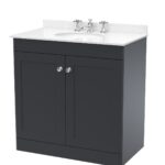 800mm Floor Standing 2 Door Vanity & Marble Top 3TH