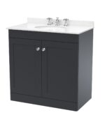 Nuie Classique 800mm Floor Standing 2 Door Vanity & Marble Top 3TH