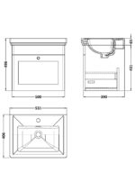 500mm Wall Hung 1-Drawer Vanity & Basin 1TH - Image 5