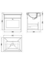 500mm Wall Hung 1 Drawer Vanity & Basin 0TH - Image 3