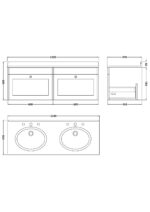 1200mm Wall Hung 2 Drawer Vanity & Marble Top - Image 2
