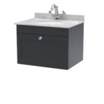 600mm Wall Hung 1 Drawer Vanity & Marble Top 1TH