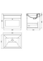 600mm Wall Hung 1 Drawer Vanity & Basin 0TH - Image 3