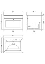 600mm Wall Hung 1-Drawer Vanity with Basin - 3 Tap Hole - Image 2